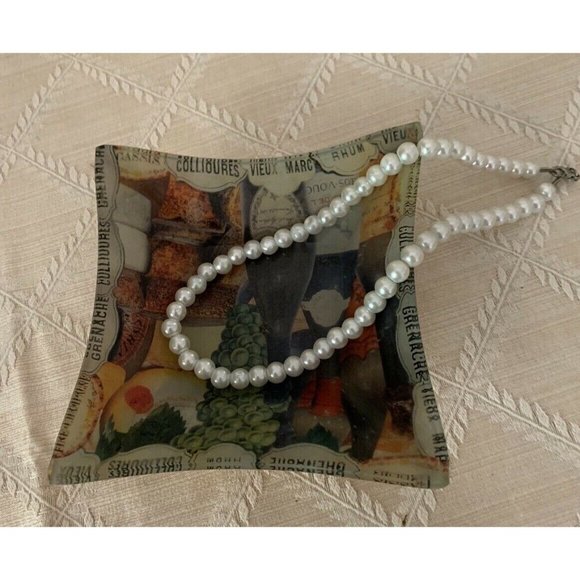 Annie Modica Gold Leaf Bottom Trinket Tray, Rare layered glass, AM French Coll. - Picture 8 of 11